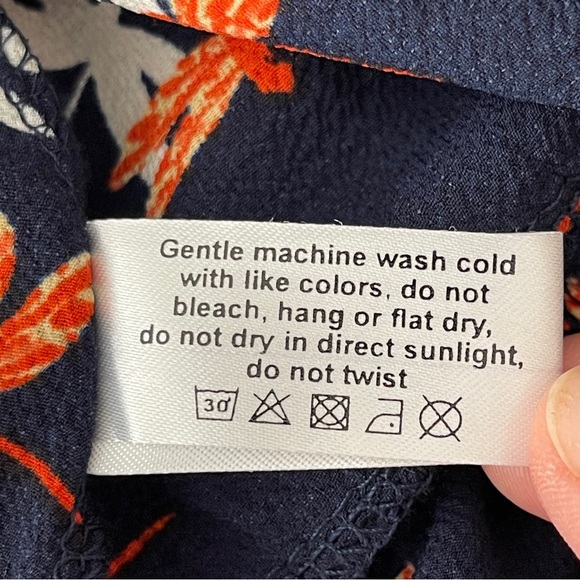 Yak & Yeti Women's Navy Blue Cold Shoulder Tunic Dress DRAGONFLY Print Size L - Picture 11 of 11